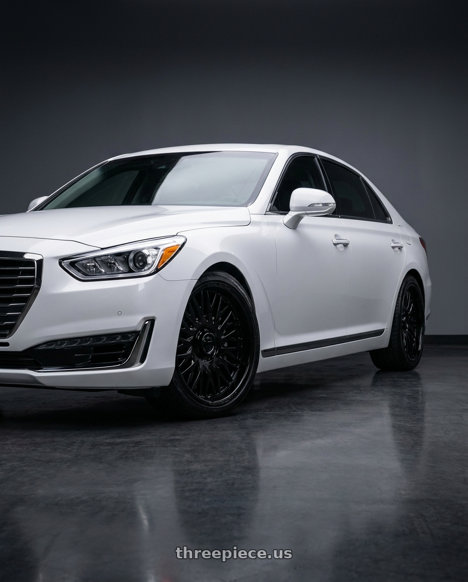 2018 genesis g90 ultimate with Fittipaldi FS369B 5X112/5X120 22x9.5 +30 Gloss Black wheels