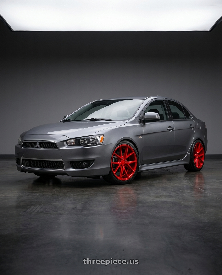 2014 Mitsubishi Lancer Ralliart with Niche 1PC M186 MISANO 5X114.3 18X8 +40 CANDY RED wheels