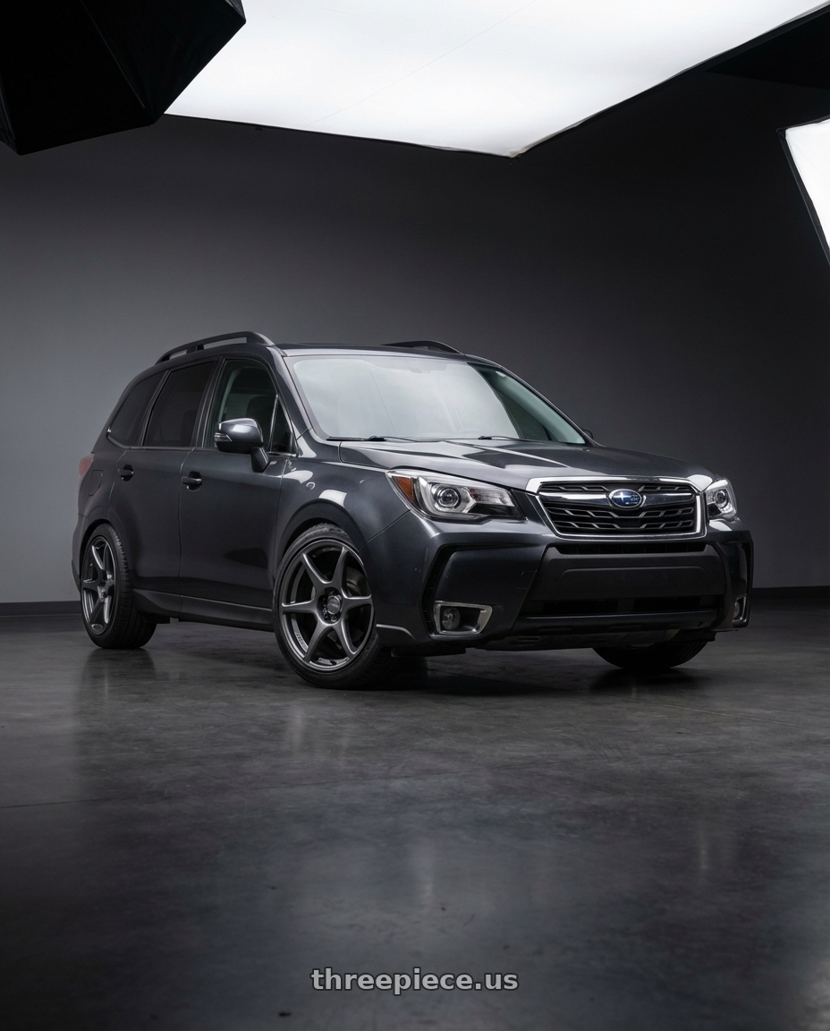 2017 Subaru Forester XT Dark Metallic Grey with Kansei K11G Tandem 5x114.3 19x9.5 22 Gunmetal wheels