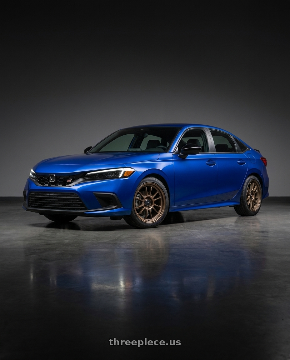 2022 Honda Civic Si with Konig Hypergram 5x114.3 17x8+45 Race Bronze wheels front three quarter view stock stance