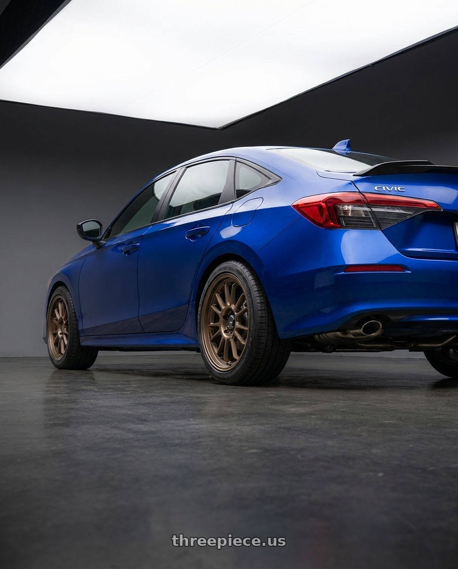 2022 Honda Civic Si with Konig Hypergram 5x114.3 17x8+45 Race Bronze wheels rear three quarter view square tires