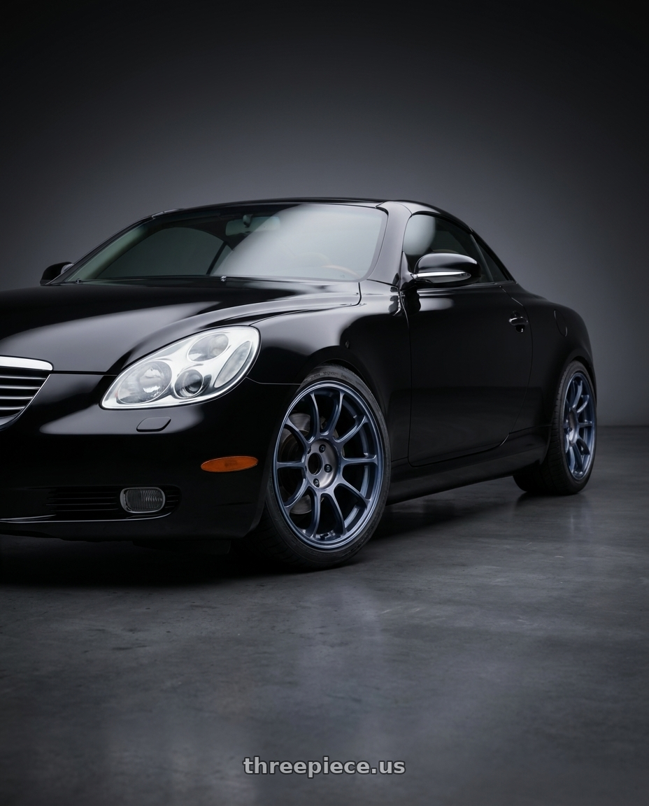 2005 lexus sc430 with Volk Racing ZE40 Time Attack III 5x114.3 18x9.5+21 Metallic Blue / Matte Dark Clear LM wheels