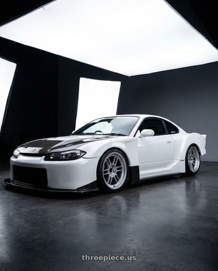 1998 Nissan s15 with Enkei RPF1RS 5x114.3 18x11-10 Silver wheels