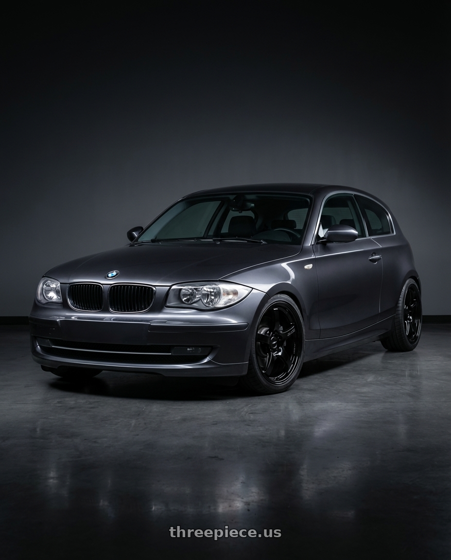 2012 BMW 1 Series E82 with Gram Lights 57CR 5x120 18x9.5+38 Glossy Black wheels