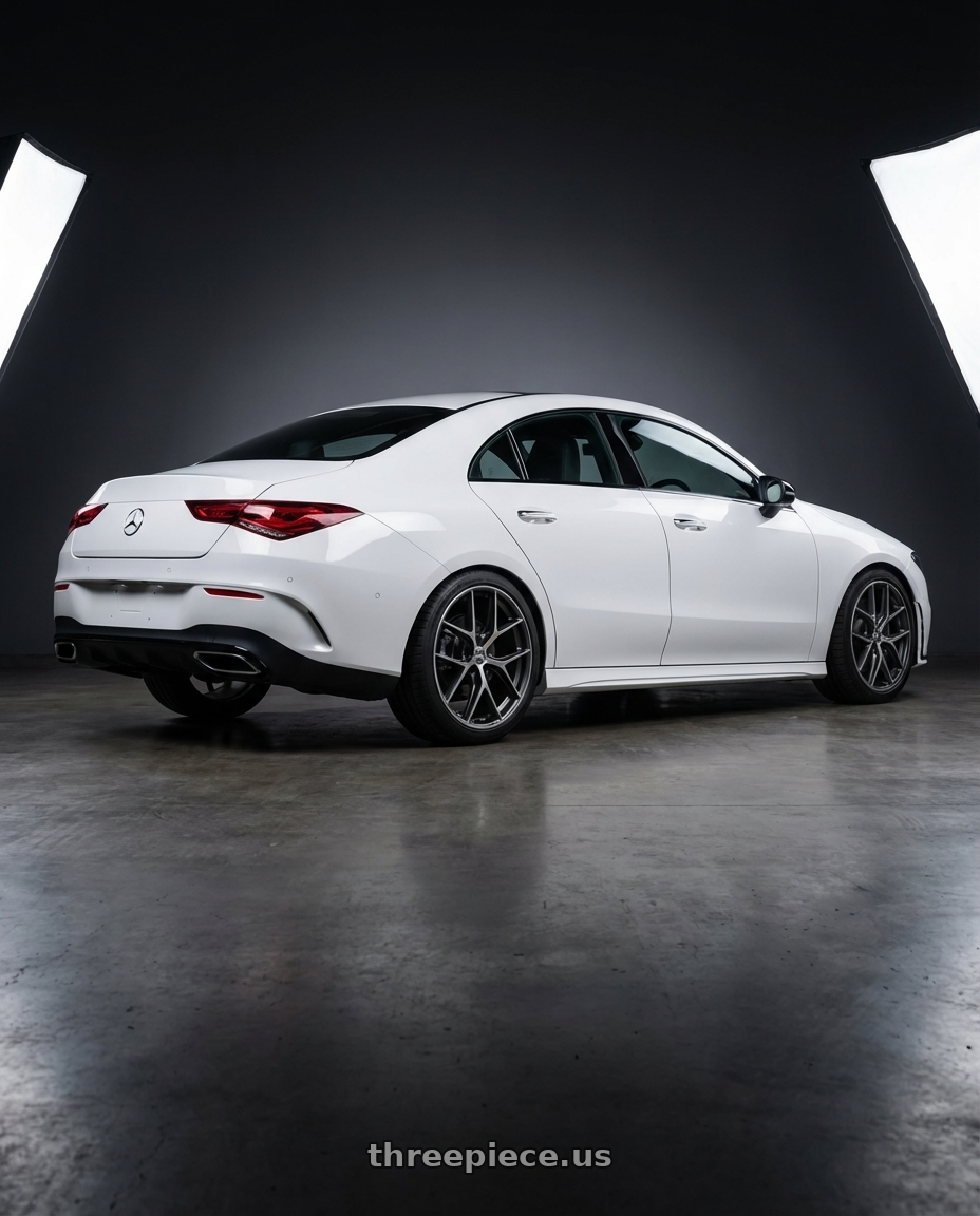 2023 Mercedes-Benz CLA C118 with BBS CC-R 5x112 19x9.0+42 Graphite w/ Diamond Cut Face wheels rear three quarter view square tires