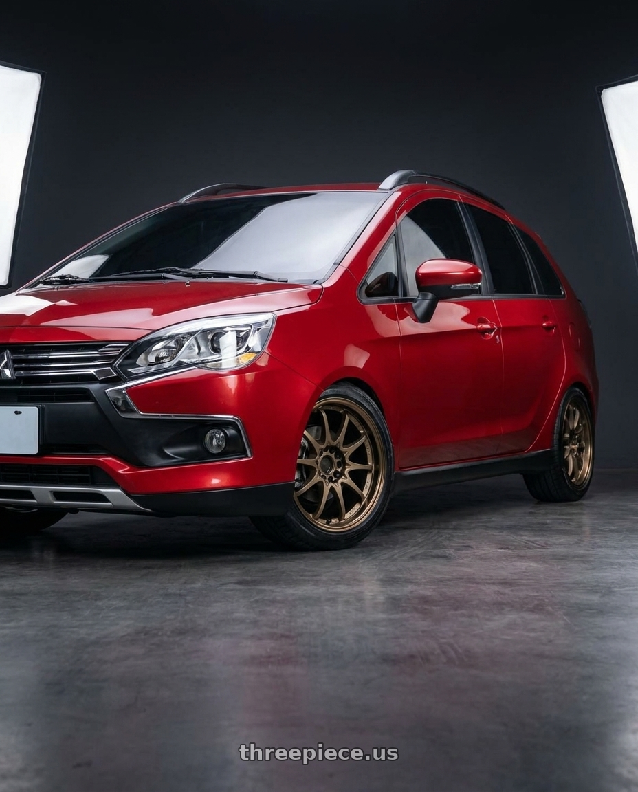 2025 mitsubishi colt plus Red with Volk Racing CE28N-PLUS 5x114.3 17x8 +38 SHINING BRONZE METAL wheels