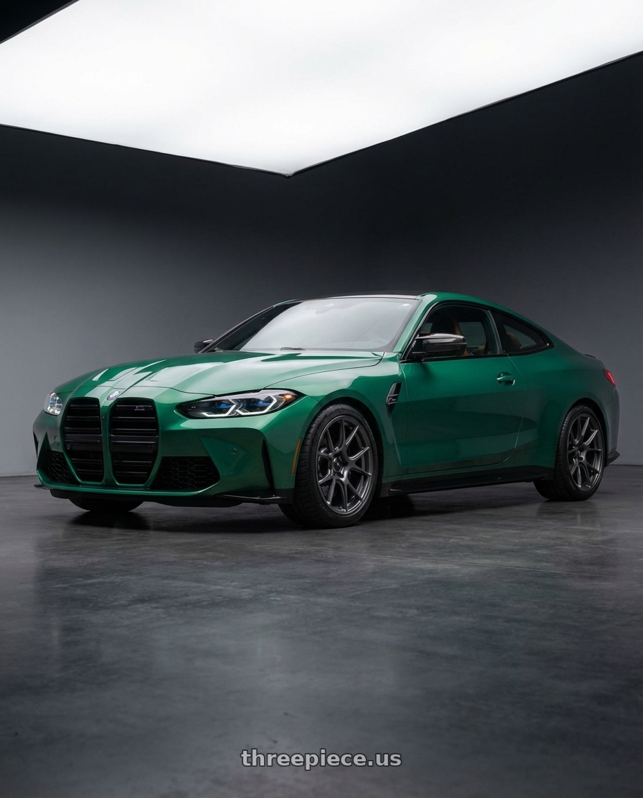 2024 BMW M4 G82 with Konig Ampliform 5x112 19x8.5+32 Dark Metallic Graphite wheels