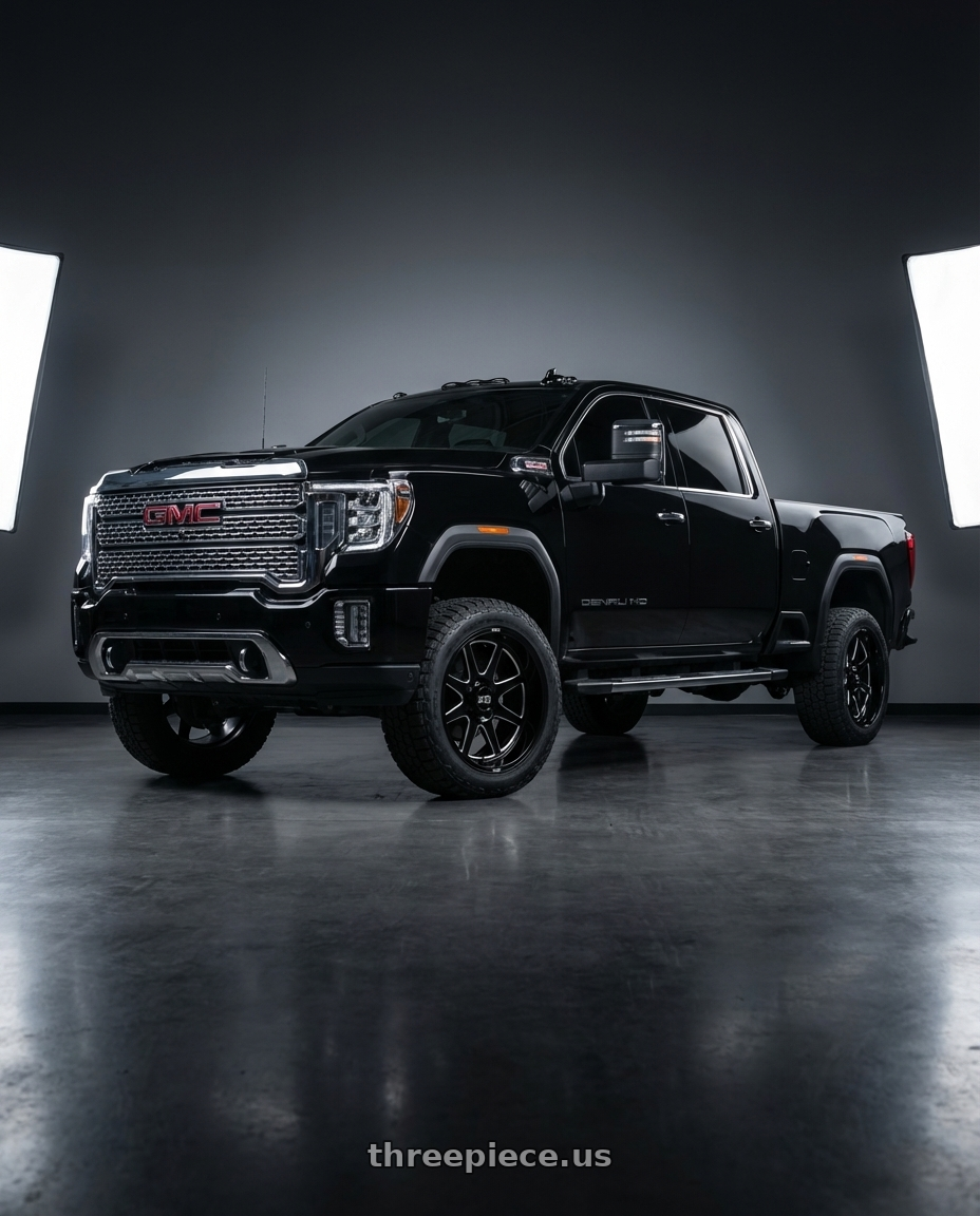2020 gmc seirra 2500 hd duramax denali with XD XD844 PIKE 8X180 22X10 -18 GLOSS BLACK MILLED wheels