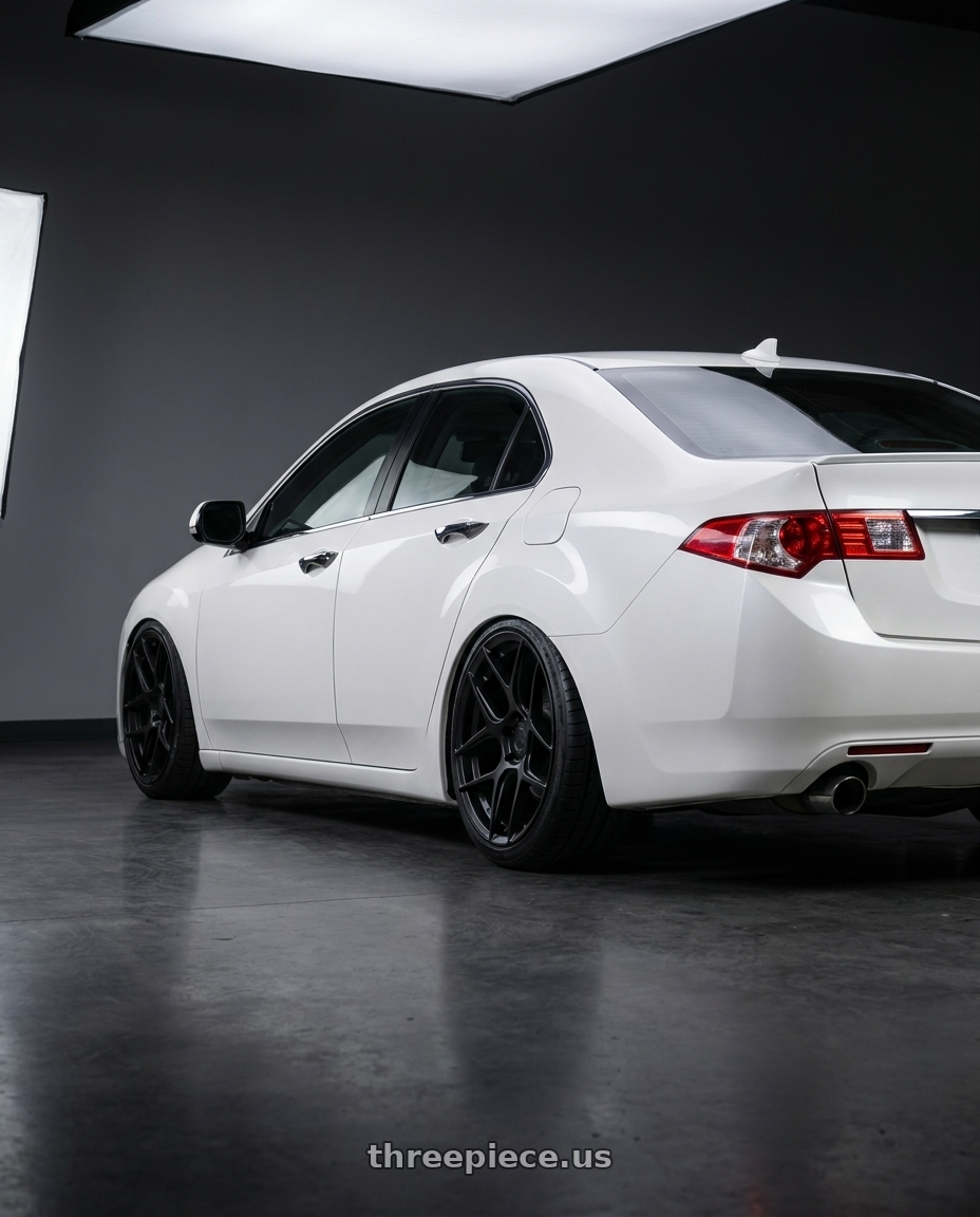 2013 Acura TSX with Aodhan AFF2 5x114.3 19x8.5+35 Matte Black wheels rear three quarter view slight stretch tires