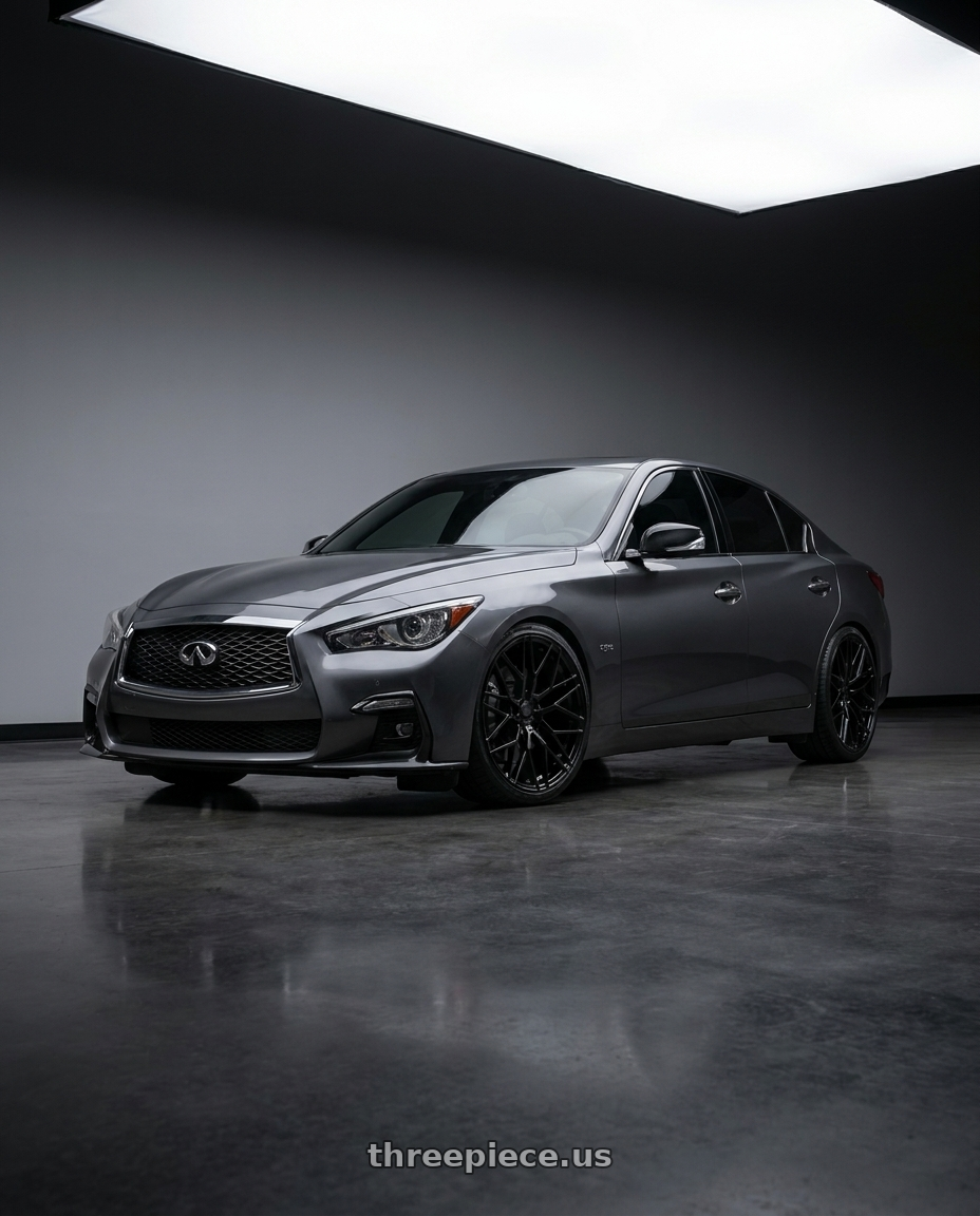 2021 Infiniti Q50 Red Sport with Avant Garde Wheels M520R 5X114.3 20x9 +32 Gloss Black wheels