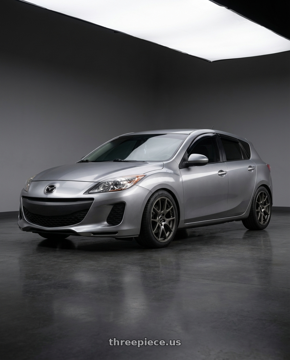 2013 mazda 3 skyactiv silver with Enkei GTC01RR 5x112 18x8.5+45 Matte Gunmetallic wheels