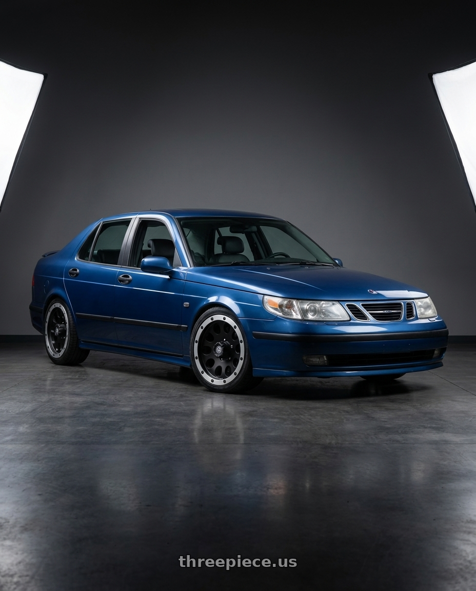 2002 Saab 95 with ATX Series AX186 SLOT 5X127 18X9 -24 SATIN BLACK W/ MACHINED FACE wheels