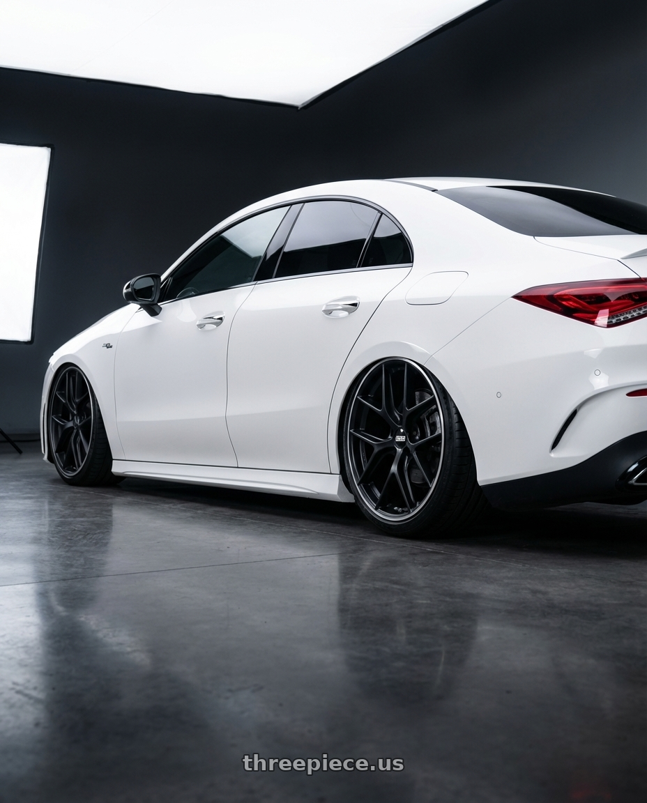 2023 Mercedes-Benz CLA C118 with BBS CC-R 5x112 19x9.5+46 Satin Black wheels rear three quarter view slight stretch tires