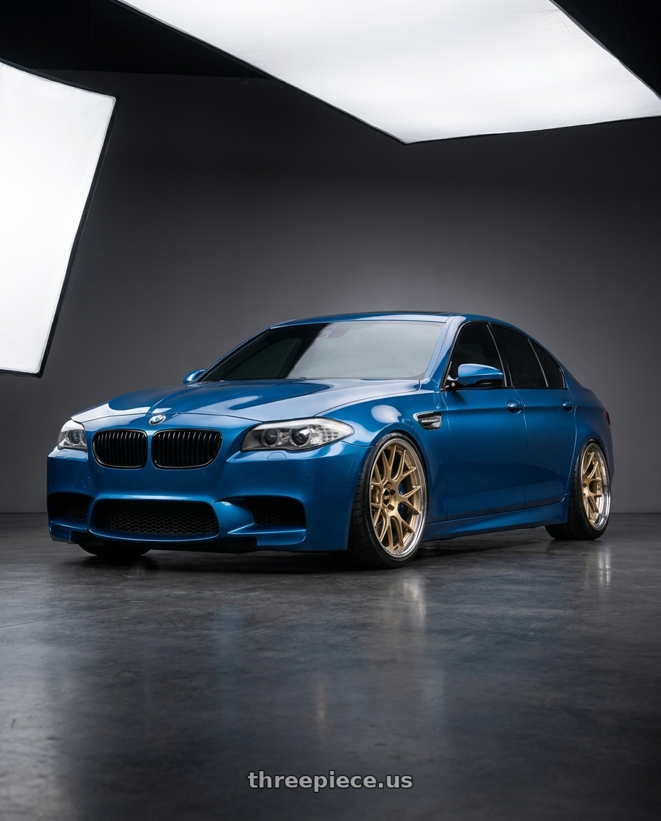 2012 BMW 550i with BBS RE-V7 5x112 21x10.5 +15 Gloss Gold wheels