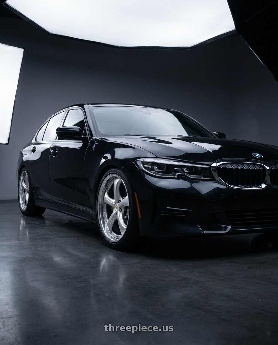 2022 bmw g20 330i with Work Wheels VS-KF 5x112 18x8+2 Light Grey Silver A Disk FULL REVERSE wheels