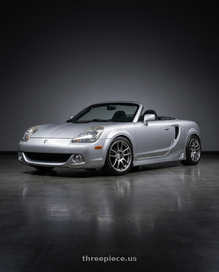 2001 Toyota MR2 Spyder Silver with Work Emotion Cr Kiwami 4x100 17x7 +38 Gt Silver wheels