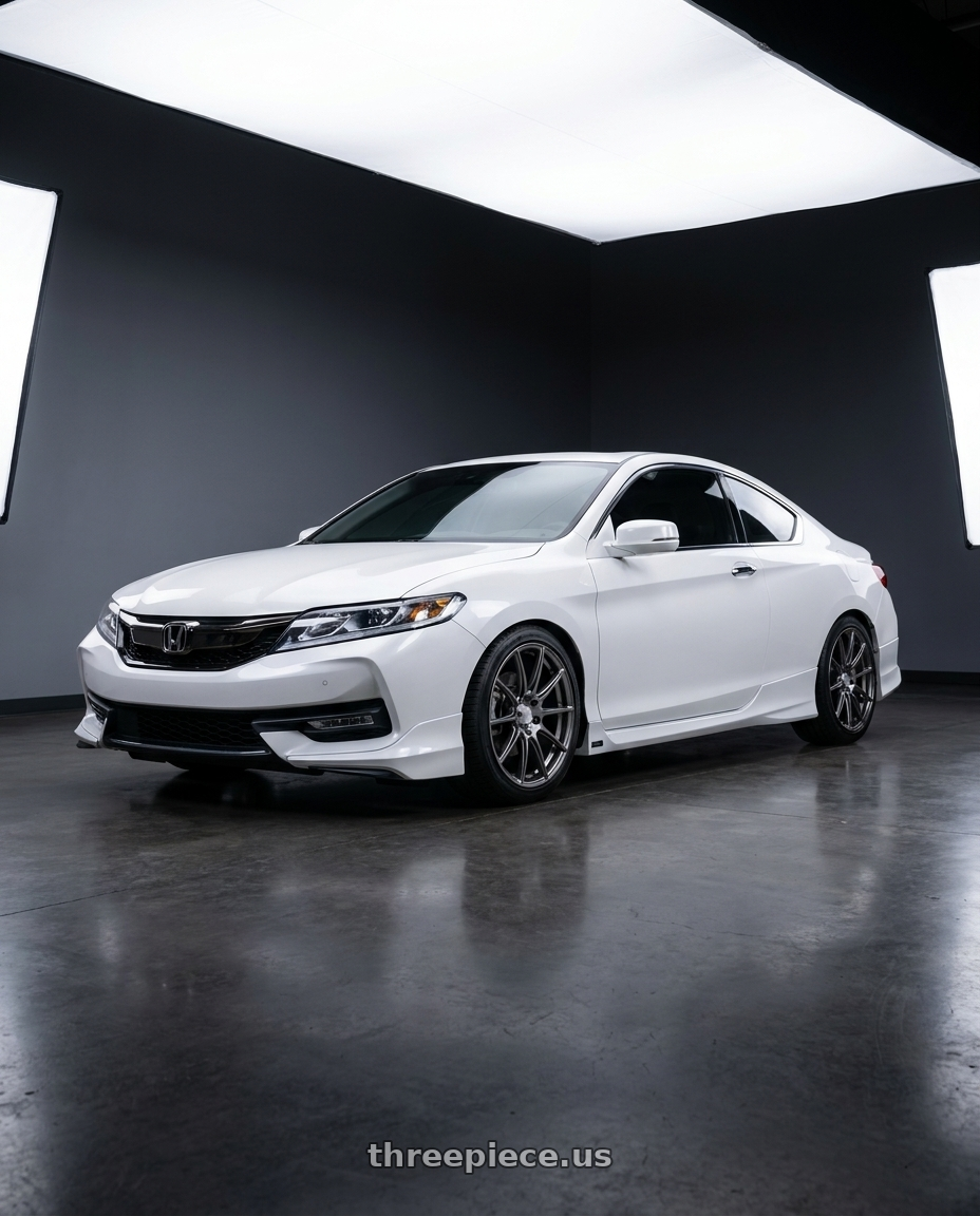 2017 Honda Accord Coupe Touring with WedsSport SA-25R 5x114.3 18x8.5+35 Platinum Silver Black wheels