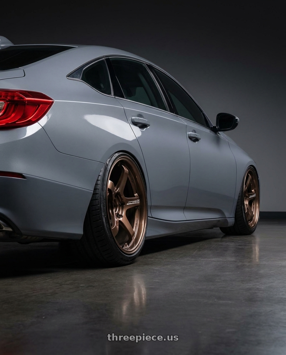 2019 Honda accord with Advan Racing GT BEYOND 5x120 19x9.5 +22 RACING COPPER BRONZE wheels rear three quarter view slight stretch tires