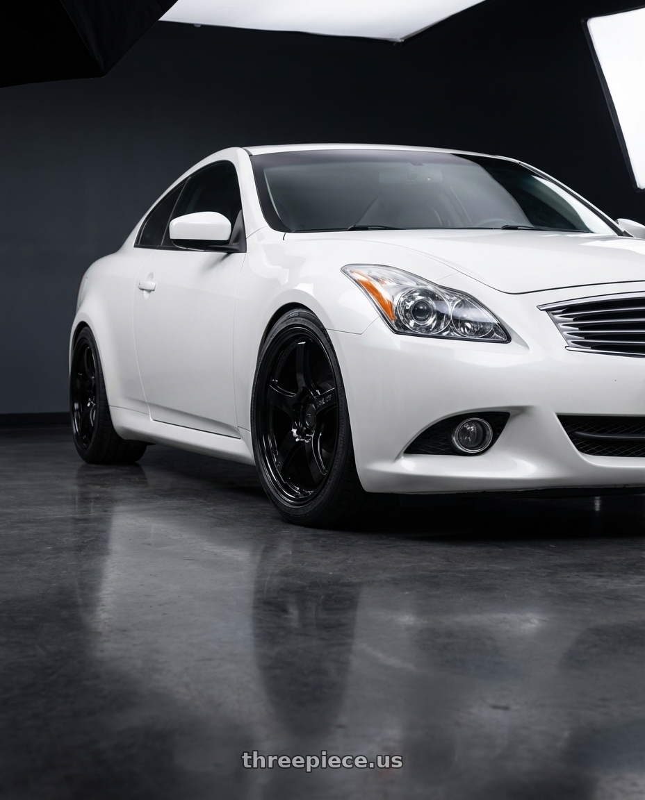 2014 Infiniti G37 Coupe with Gram Lights 57CR 5x114.3 19x8.5+35 Glossy Black wheels