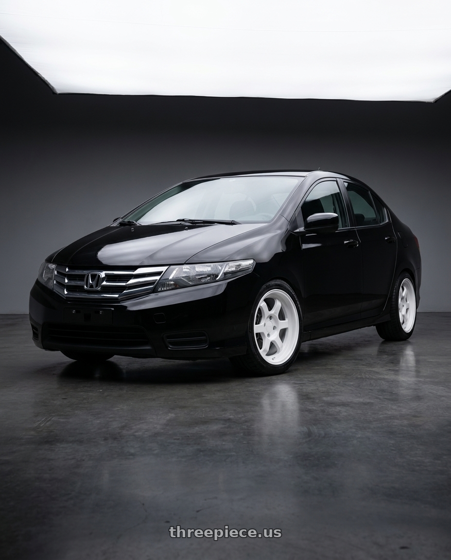 2012 honda city dx 1 with 9six9 SIX-1 Deep 4x100 15X8 +20 Competition White wheels