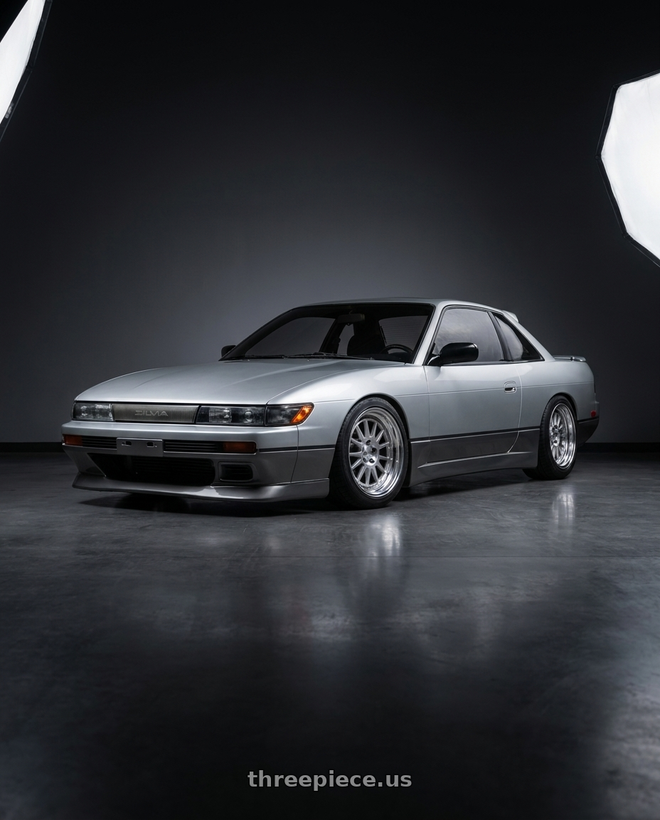 1989 nissan silvia with Work Seeker Fx 4x100 18x7.5+38 A Disk Matte Silver Polish wheels