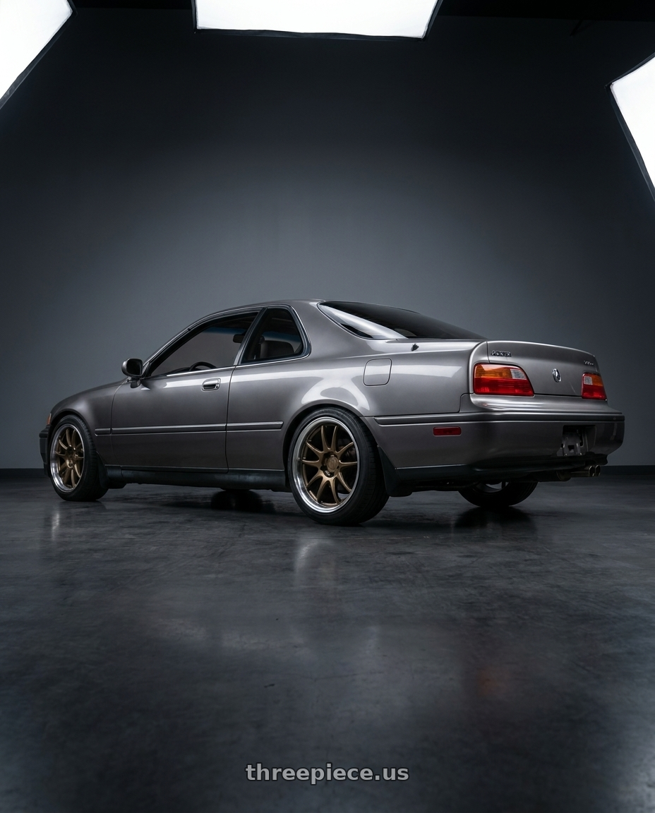 1991 Acura legend  with Aodhan DS02 5x114.3 18x8.5+35 Bronze w/Machined Lip wheels rear three quarter view square tires