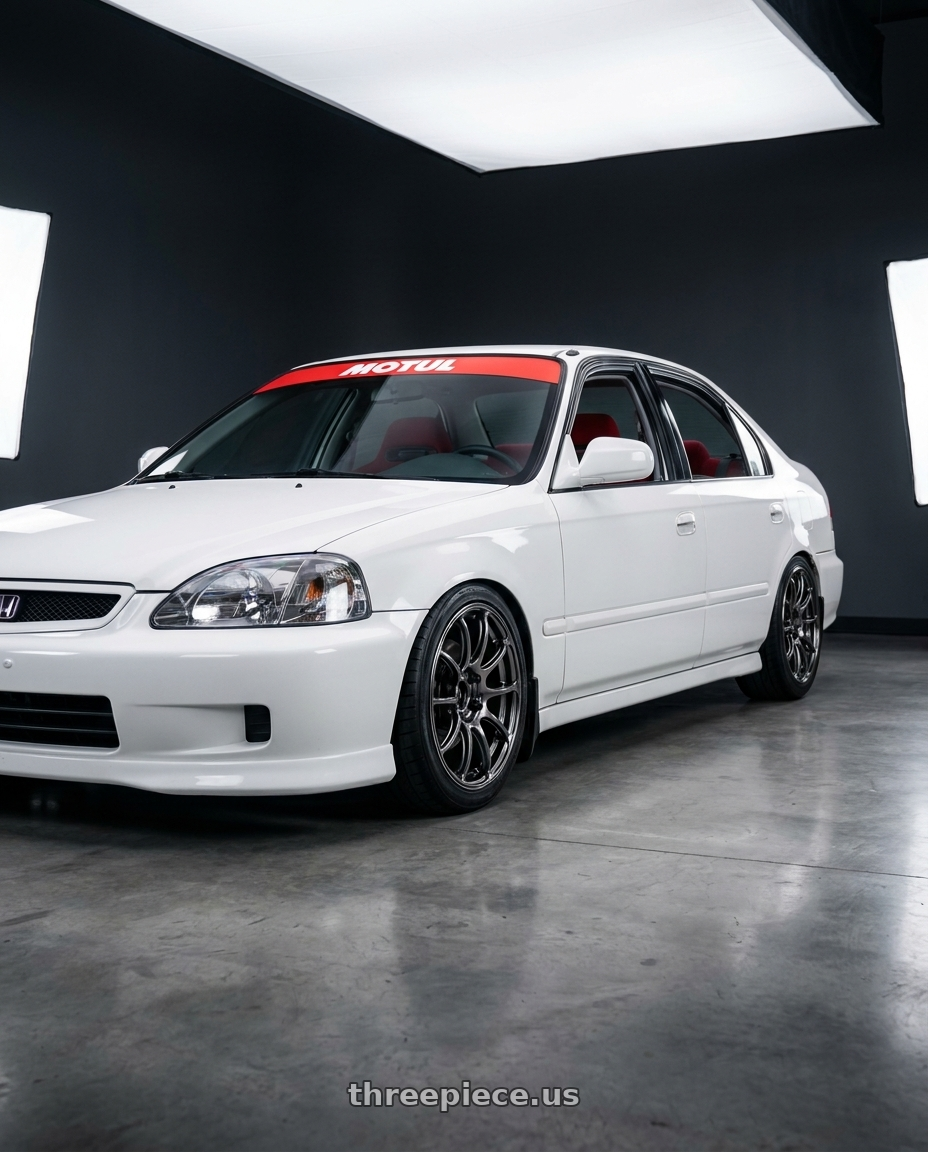 2000 Honda civic sedan with Advan RZ II 4x100 15x6.0+38 Racing Hyper Black And Ring wheels