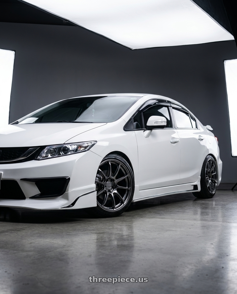 2015 Honda civic with Advan Racing RSIII 5x114.3 18x7.5 +48 RACING HYPER BLACK & RING wheels
