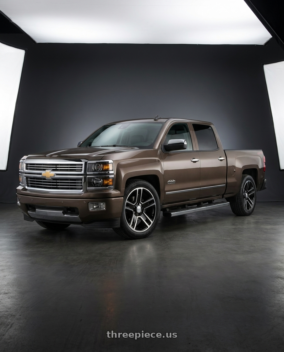 2014 Chevrolet Silverado 1500 with OE Wheels CV74B 6x139.7 22x9+24 Gloss Black Machined wheels