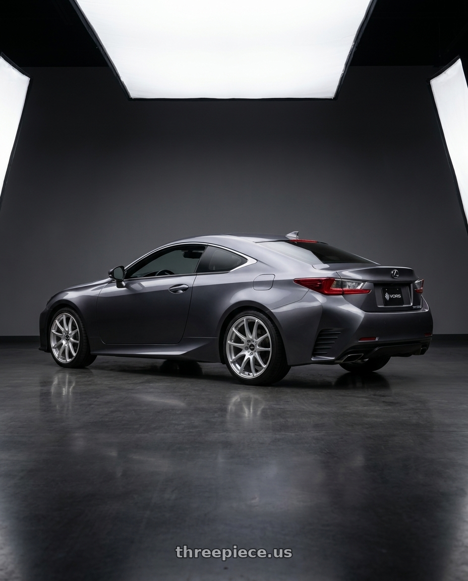 2015 Lexus Rc350 Base RWD with Vors TR4 5x114.3 19x8.5  +35 Silver Machine Face wheels rear three quarter view square tires