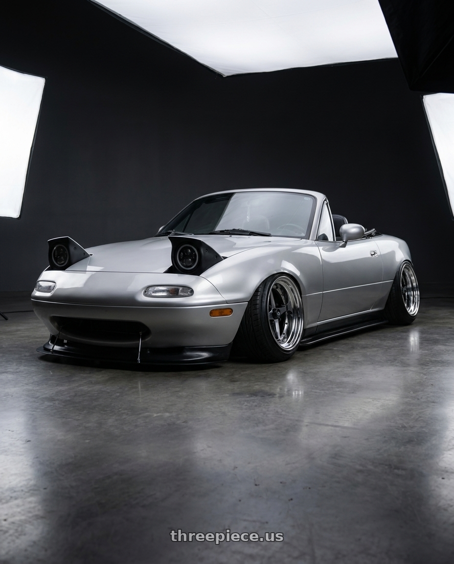 1993 Mazda Miata with Equip 01 Black Polish 4x100 15x13 -6 wheels