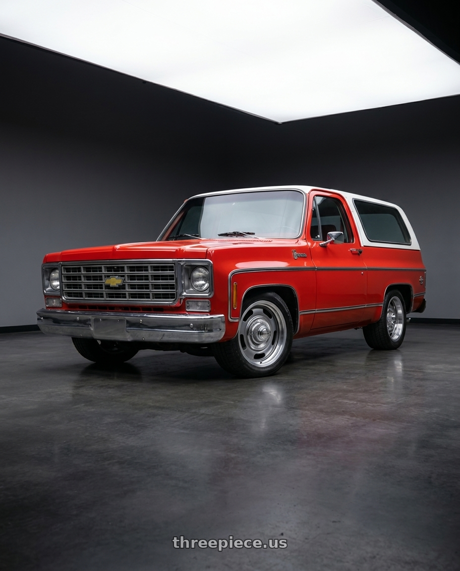 1978 Chevy Blazer with Vision American-Muscle 55 Rally 5x120.65 17x8+0 Gunmetal Machined Lip wheels