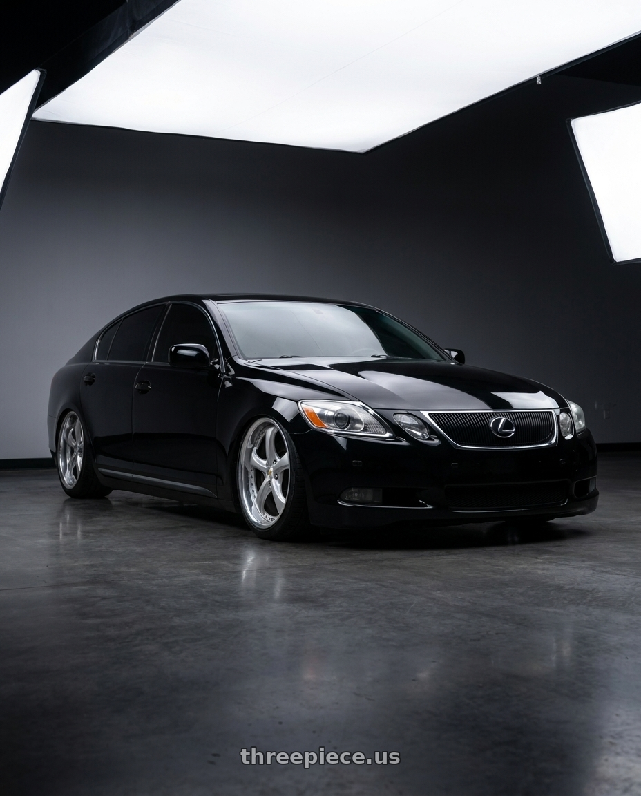 2007 Lexus gs 350 black  with Work Wheels VS-KF 5X114.3 19x10+33 Light Grey Silver R Disk FULL REVERSE wheels