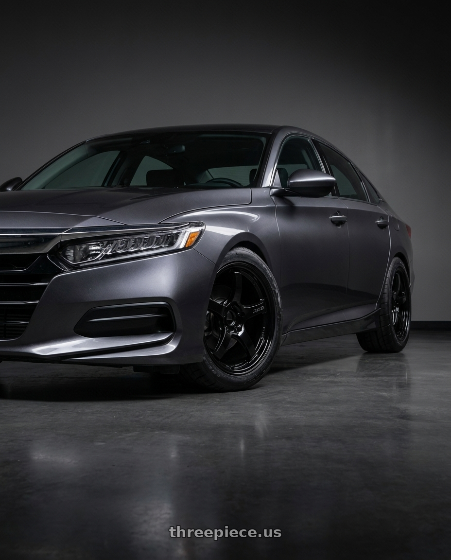 2019 honda accord lx with Gram Lights 57CR 5x114.3 18x10.5+22 Glossy Black wheels