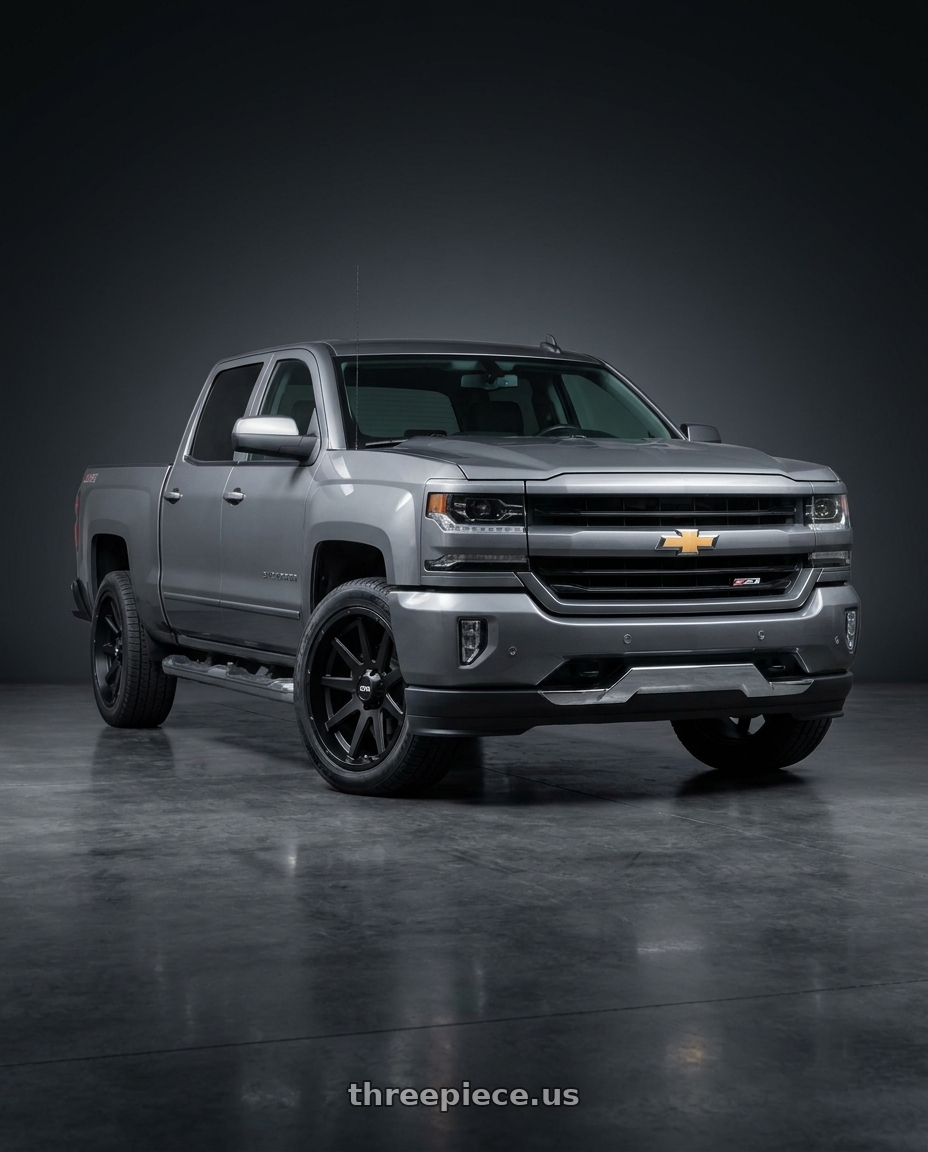 2018 Chevrolet Silverado 1500 SSV with Ion Type 143 6x139.7 20x9+0 Matte Black wheels