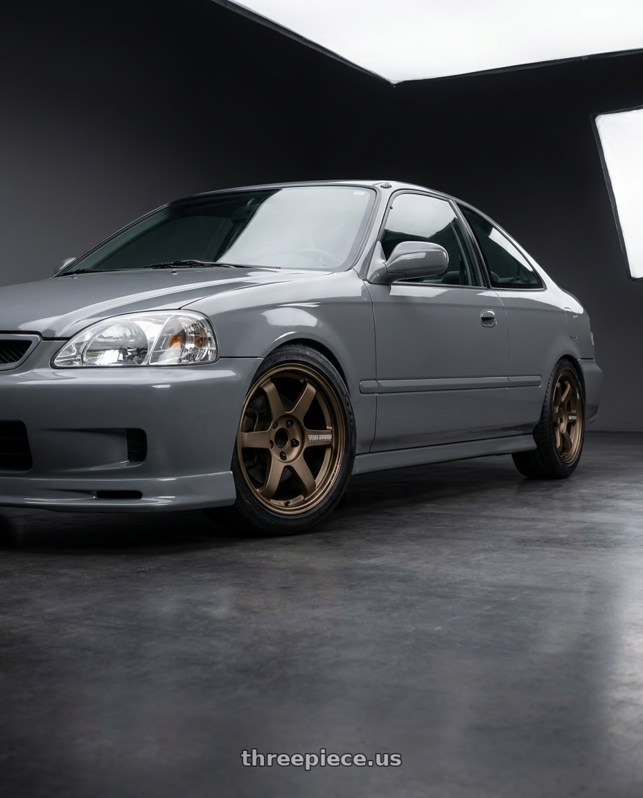 1997 Honda Civic coupe ej8 with Volk Racing TE37 SAGA 5x110 17x8 +26 BRONZE wheels