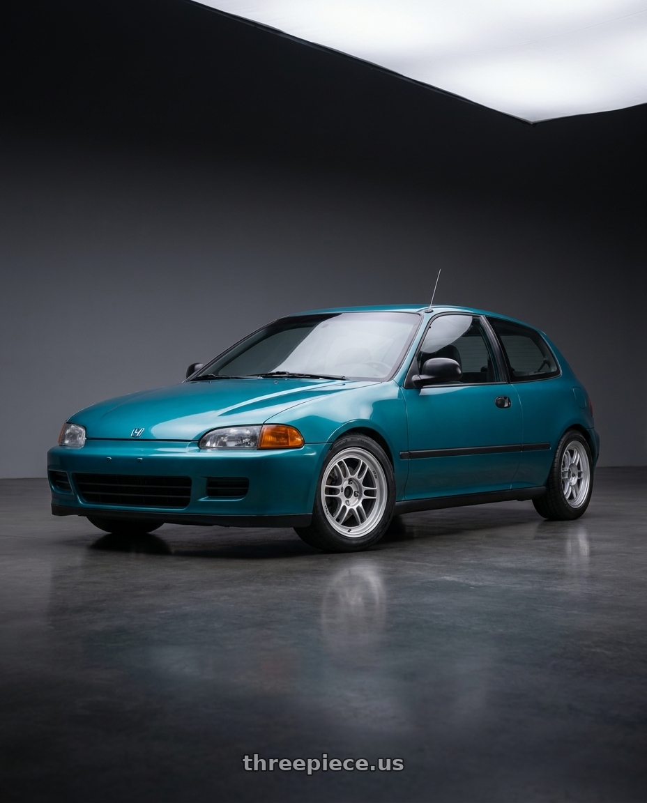 1994 honda civic hatch cx with Enkei RPF1 4x100 15x7+35 Silver wheels