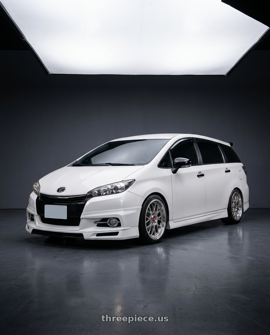 2014 toyota wish white with BBS RS-GT 5x114.3 19x10.0+40 Diamond Silver wheels