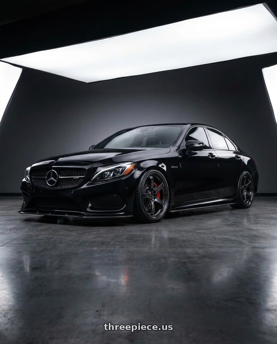 2015 賓士 c300 黑色 with Advan Racing GT BEYOND 5x114.3 19x8.0 +44 MACHINING & HYPER PLATINUM BLACK wheels