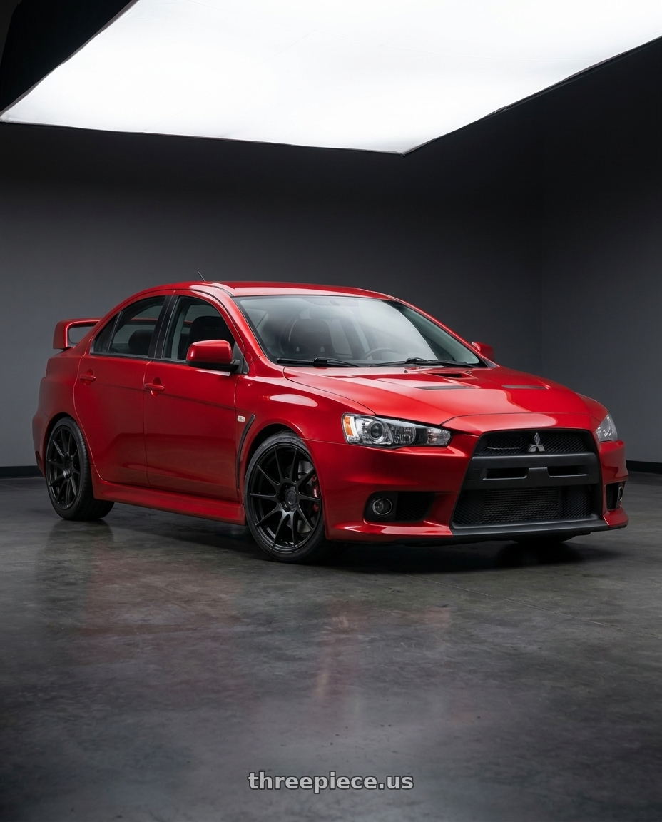 2012 Mitsubishi Lancer Evo X with Aodhan AH09 5x114.3 18x8.5 +35 Matte Black wheels