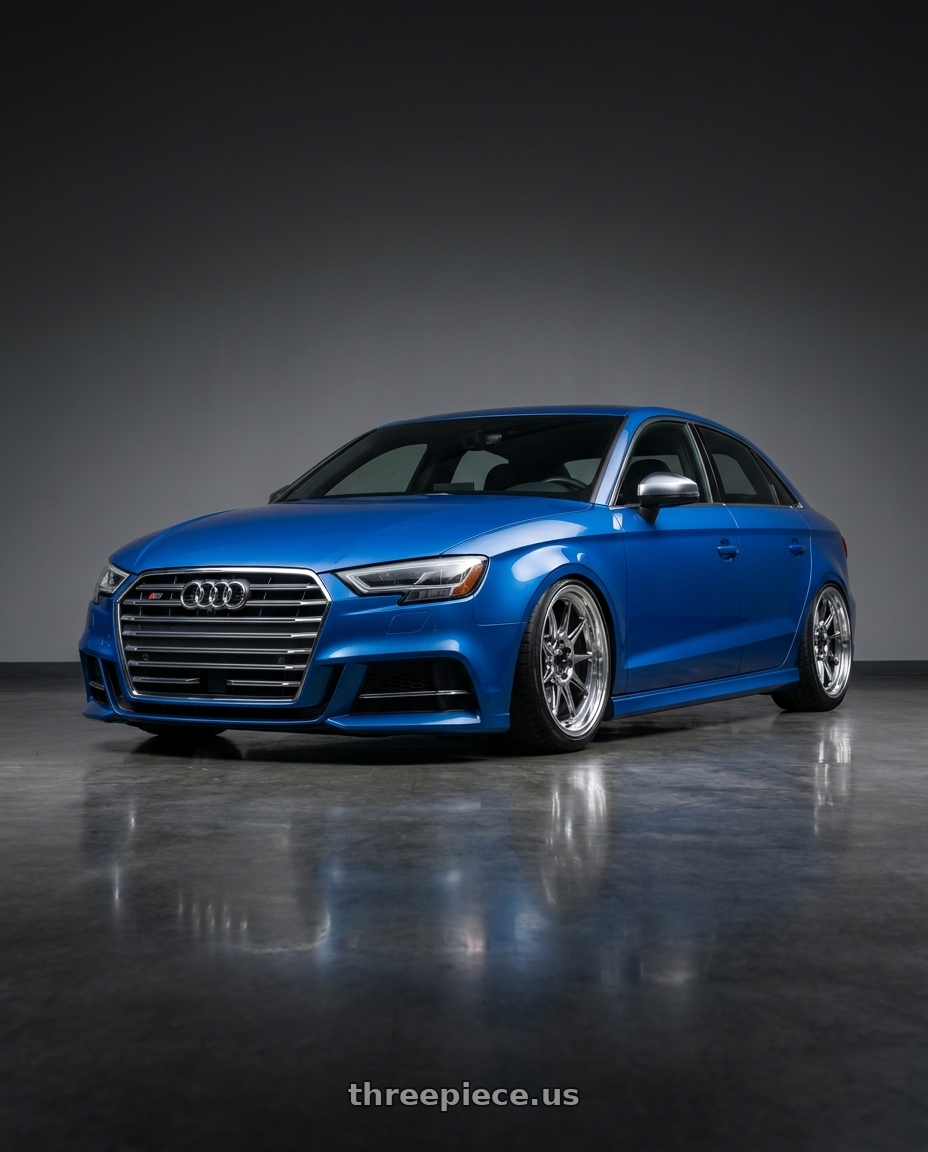 2019 Audi S3 8V with Konig Countergram 5x112 19x11+40 Hyper Chrome / Machined Lip wheels