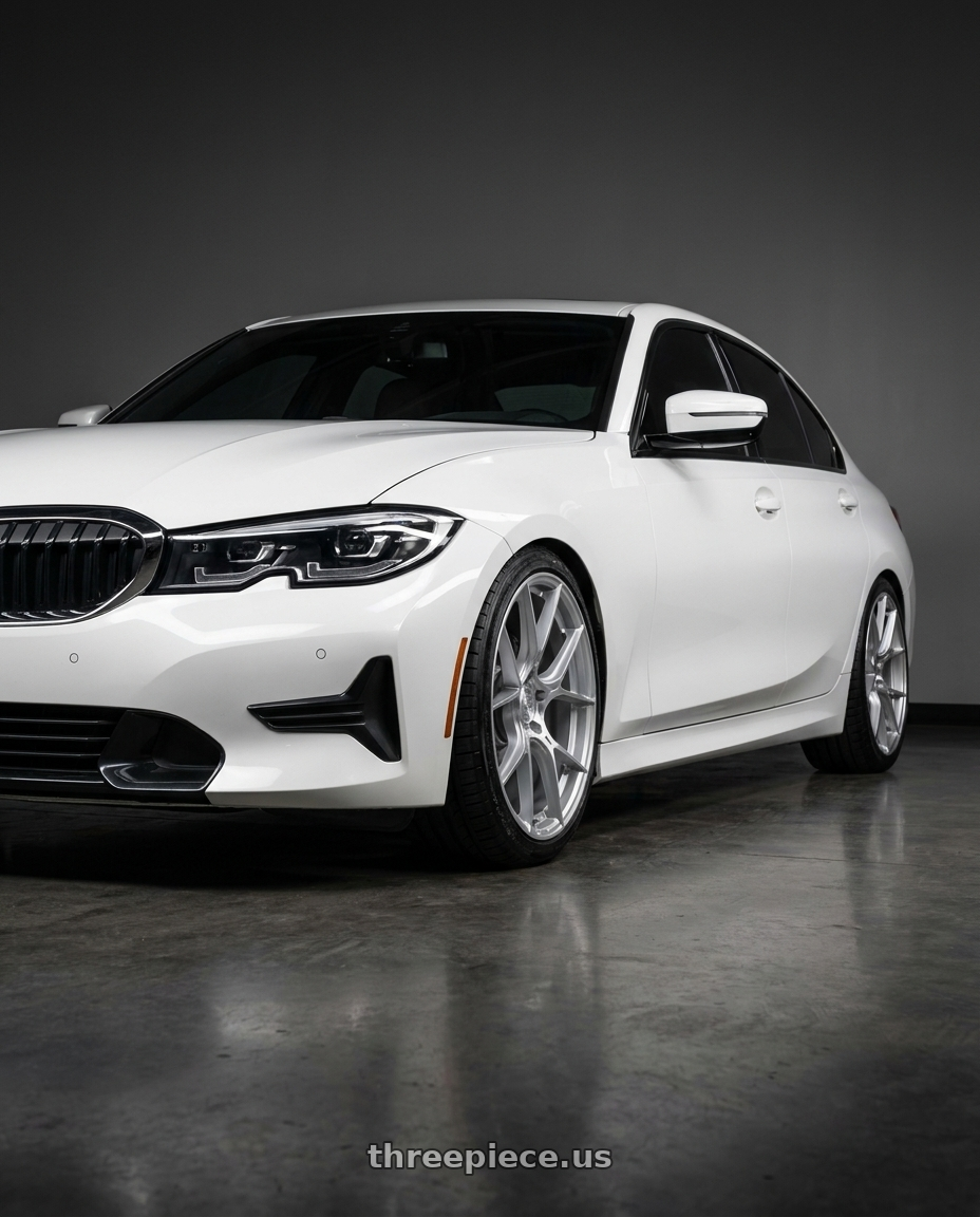 2021 bmw 330i xdrive with Aodhan AH-11 5x112 18x8.5+35 Gloss Silver Machined Face wheels