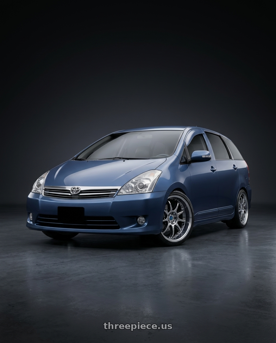 2008 TOYOTA WISH  with Work Emotion D9r 5x100 18x8.5 +38 Gt Silver Rim Cut wheels