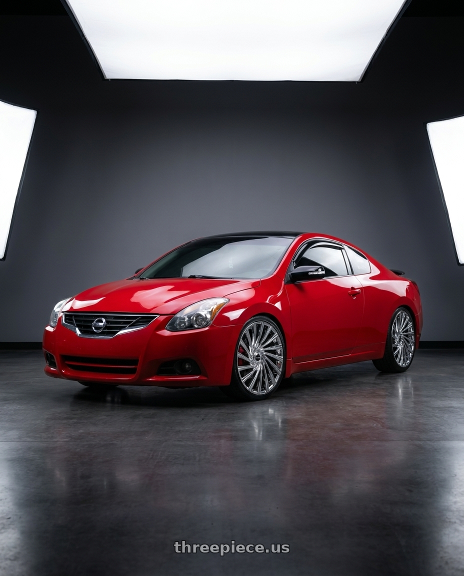 2010 Nissan Altima Coupe with Strada Tornado Blank 24x10 +15 Chrome wheels