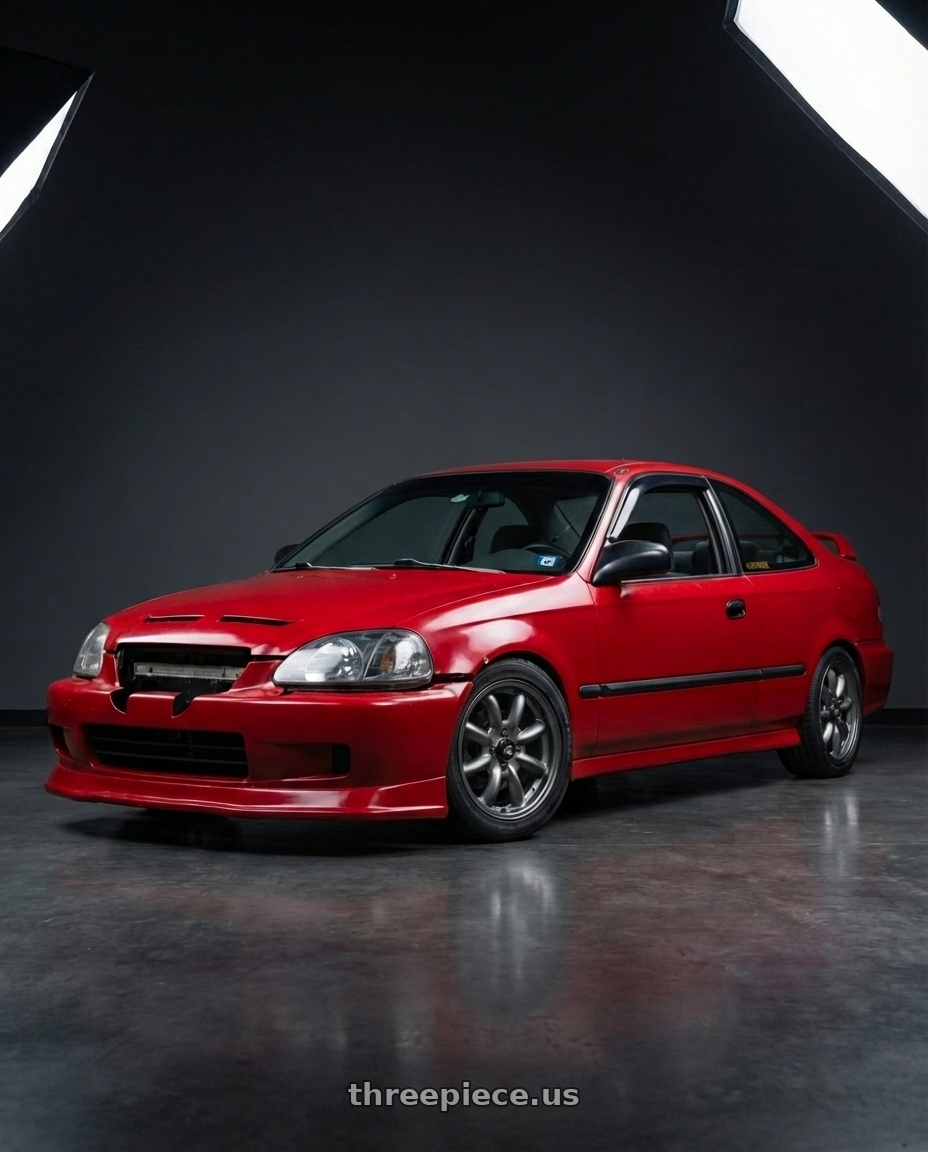 1996 Honda Civic with Enkei Compe 4x100 16x7+38 gunmetal wheels