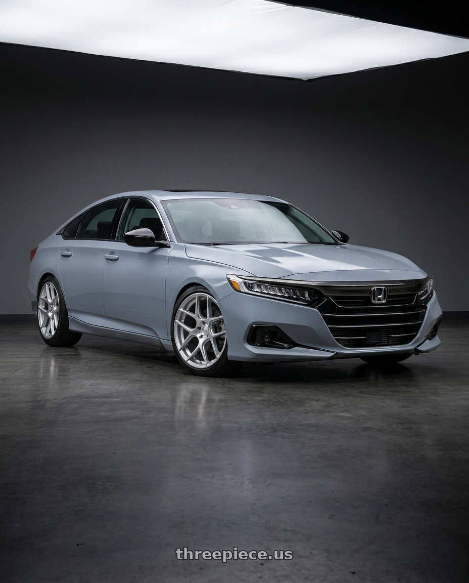 2021 Honda Accord EX-L with Aodhan AFF2 5x114.3 19x9.5+35 Gloss Silver Machined Face wheels
