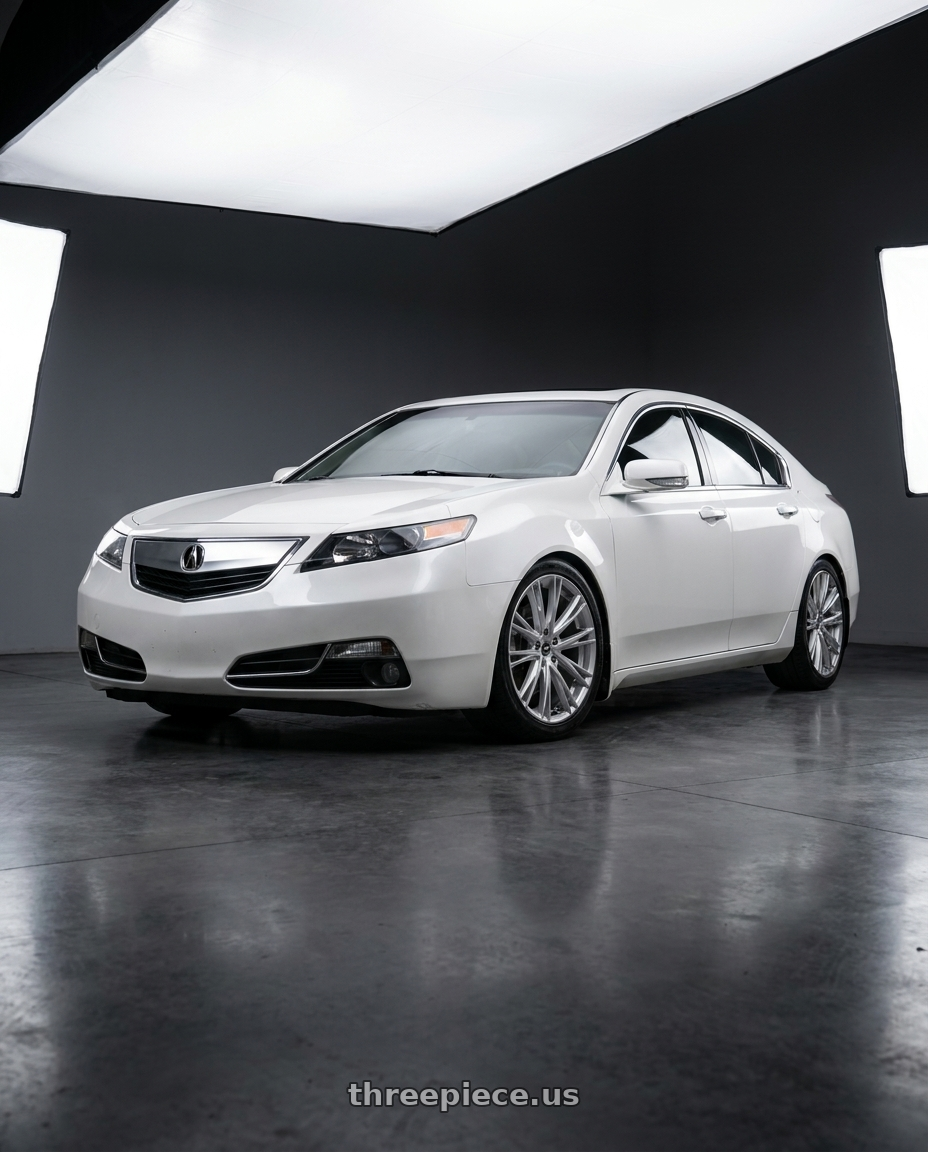 2013 Acura TL SH-AWD White with Platinum 458S Prophecy 5X120 18x8 +35 Gloss Silver with Clear Coat wheels