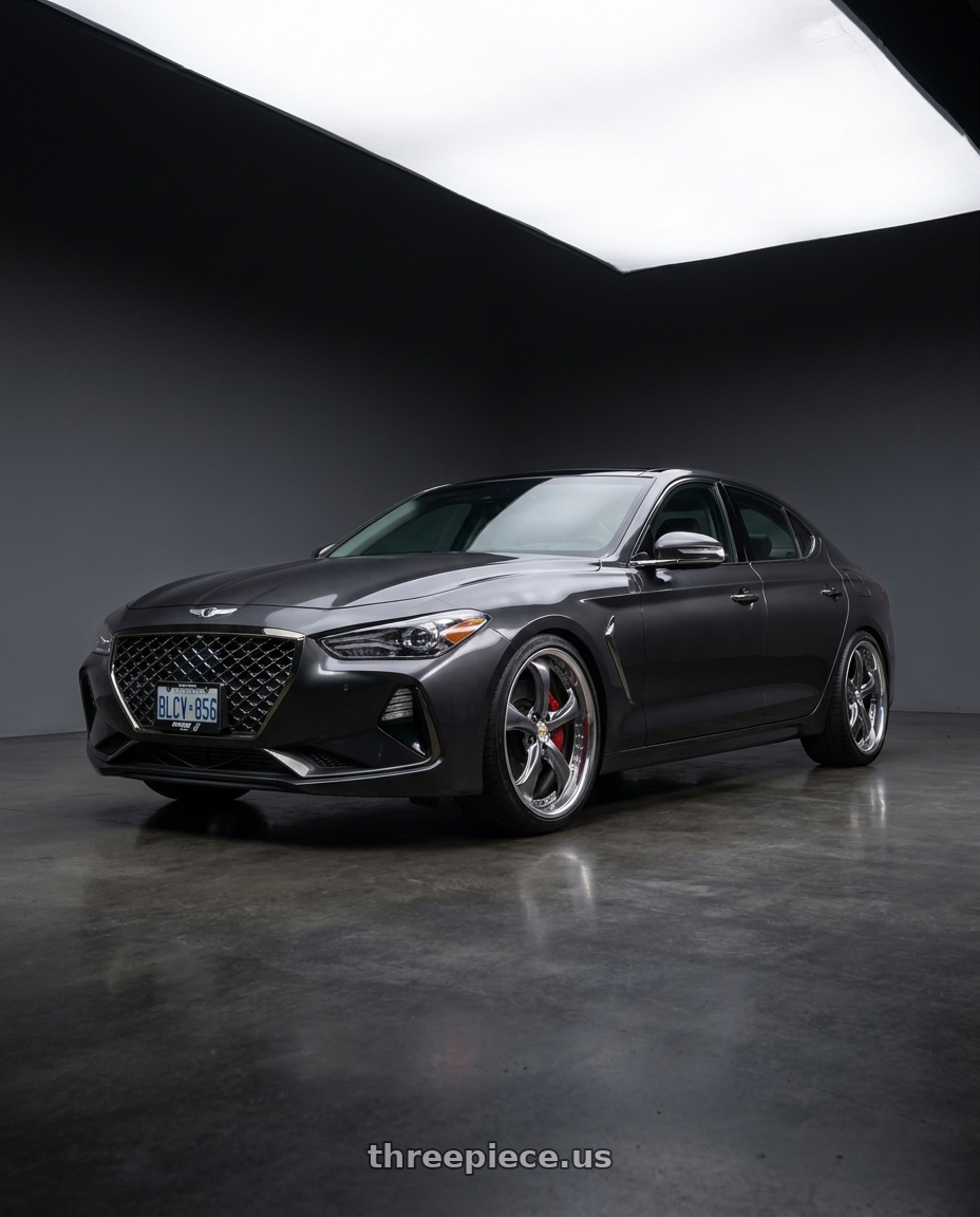 2019 Genesis G70 with Work Wheels VS-KF 5X114.3 19x7.5+34 Brilliant Silver Black A Disk FULL REVERSE wheels