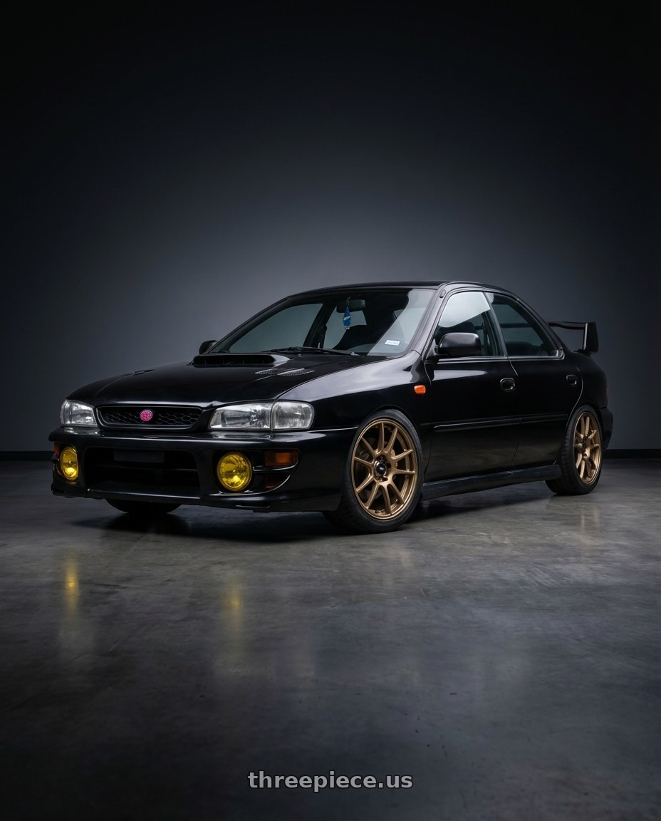 1998 Subaru Impreza GC8 with Konig Heliogram 5X100 17x8.5+38 Matte Bronze Knurled Bead Flow Formed wheels