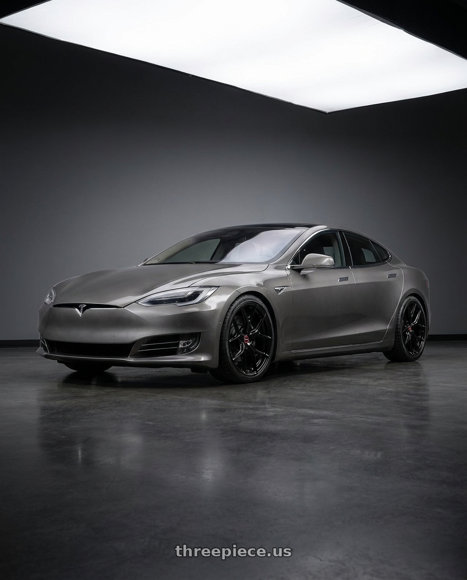 2018 Tesla Model S with Vossen HF-5 21x12 / 5x120 / ET52 / Deep Face / 72.56 - Gloss Black Wheel - HF5-1B36 wheels